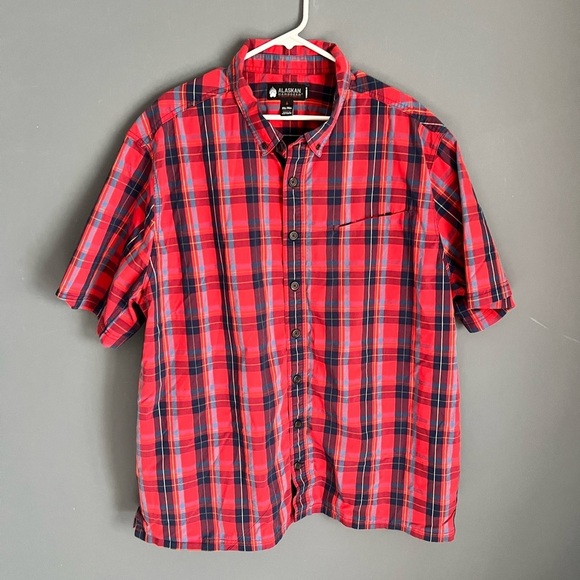 Alaskan Hardgear Duluth Trading Mens 2XL Tall Red Plaid Button Down Shirt - Picture 1 of 4